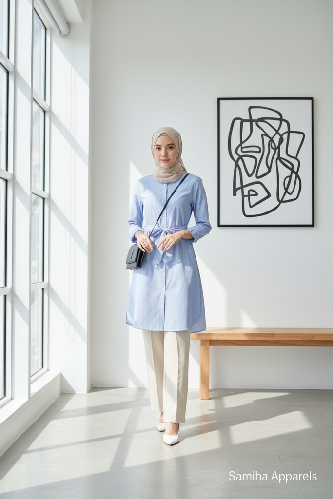 Korean Striped Midi Dress – Everyday Chic