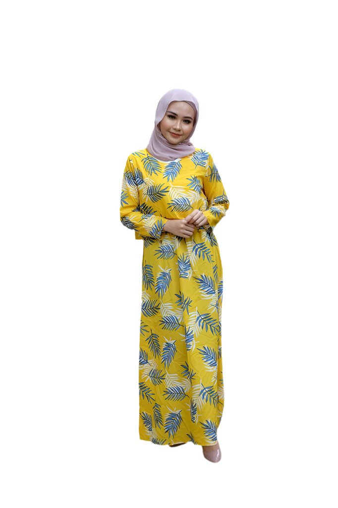 Leaf-Print Chiffon Set – Modest Elegance