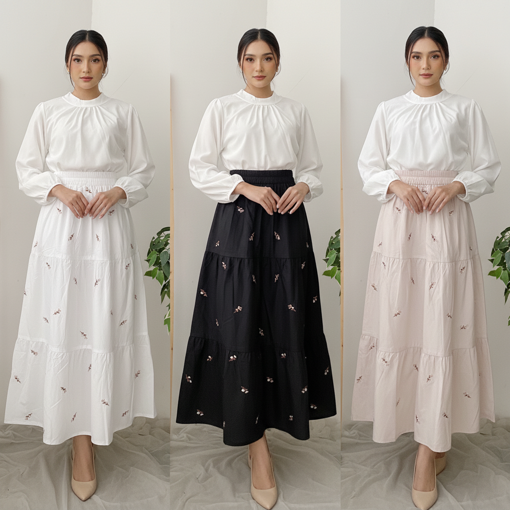 Embroidery Tiered Skirt – Effortless Elegance in Every Step!