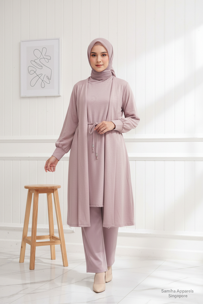 Plain Cardigan Midi Dress