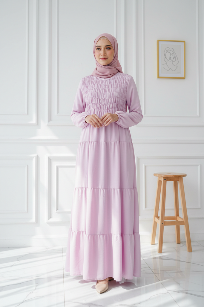 Tiered Smock Maxi Dress - Pastel