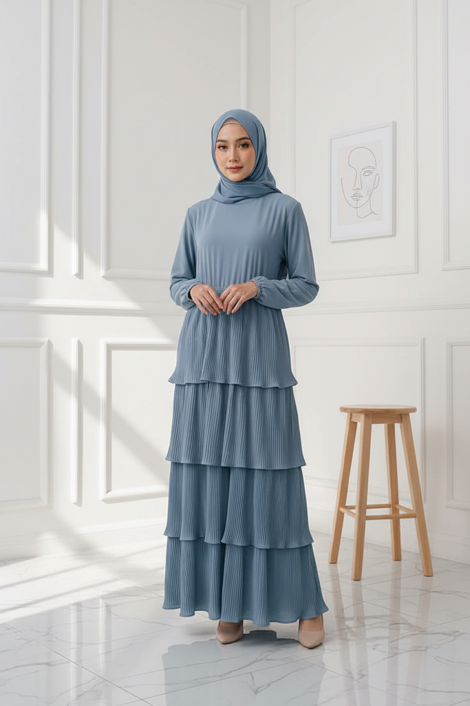 Pleated Layers Maxi Dress