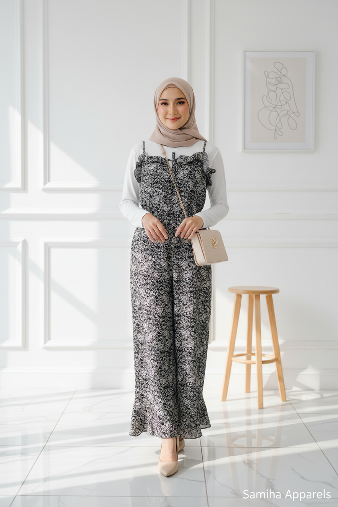 Floral Ruffle Jumpsuit with Straps