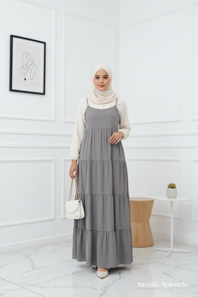 Ribbed Tiered Slip On Dress