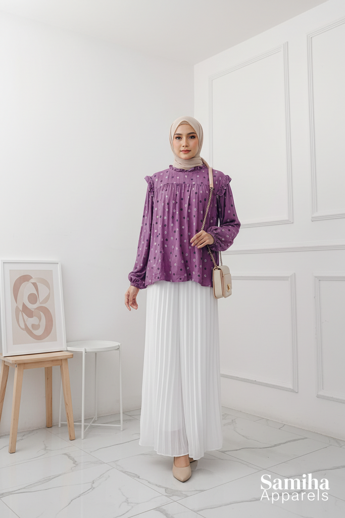 Ruffle Neck Polka Top's