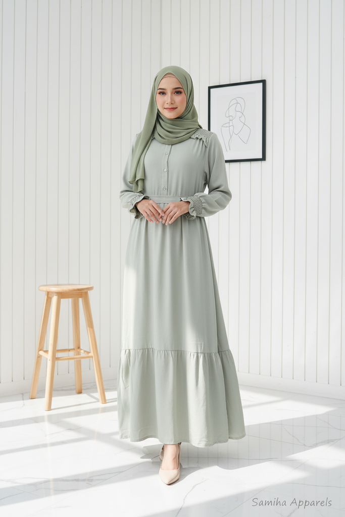 Shalia Smocke Shoulder Maxi Dress