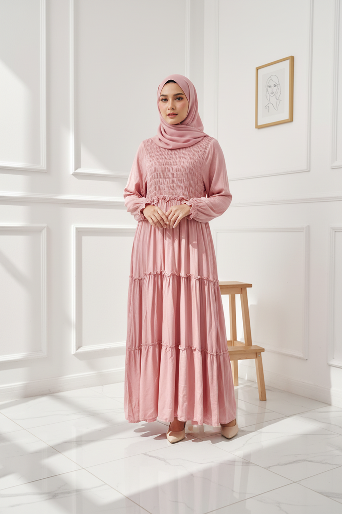 Smocked Maxi Dress - Mat Silk