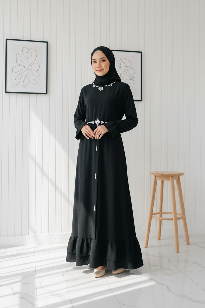 Zaracrepe Ruffle Maxi Dress