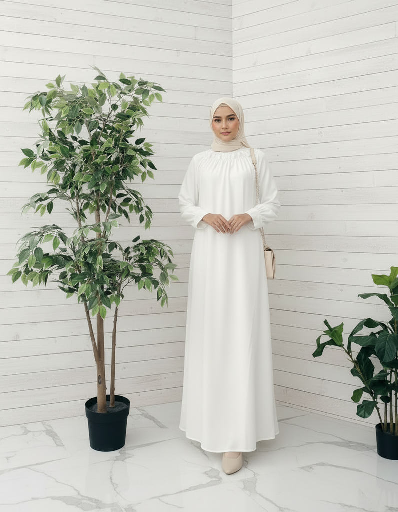 Ruffle Neck Slip-on Dress