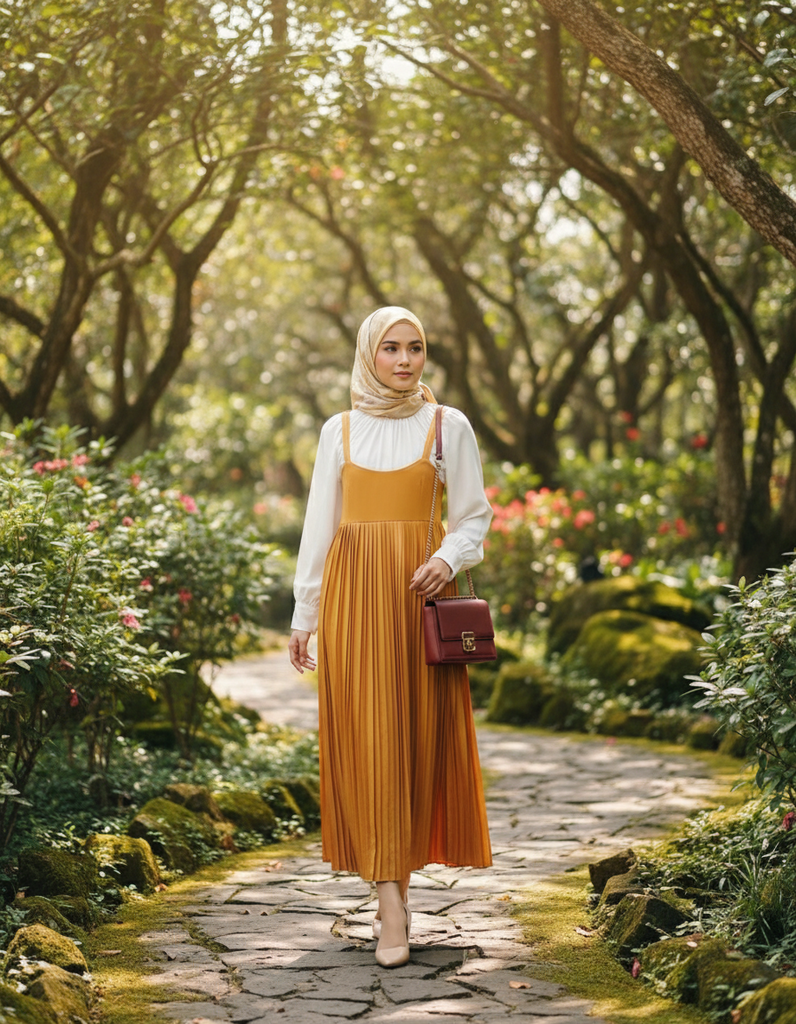 Pleated Slip On Dress - Adjustable