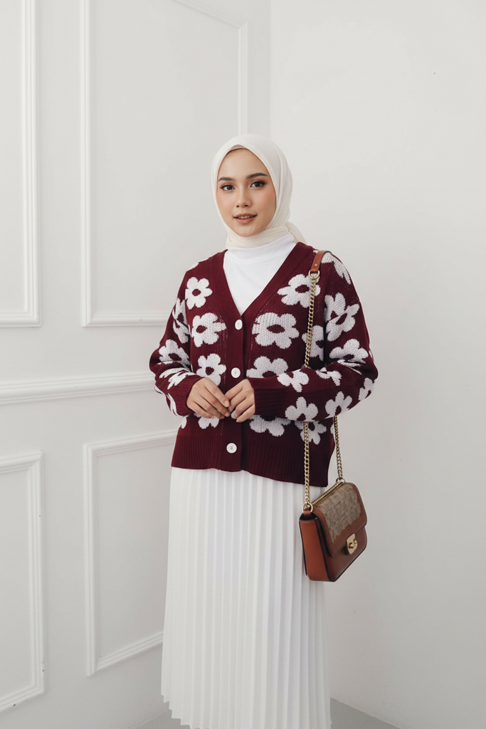 BloomEase Button Floral Cardigan – Soft, Stylish, Modest