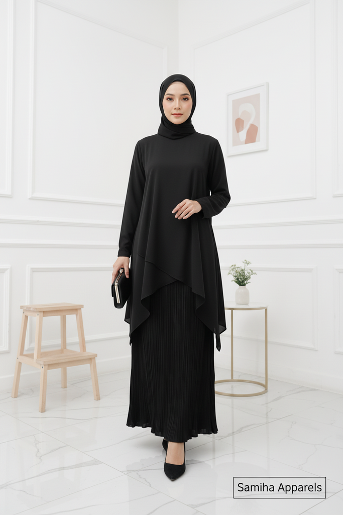 Silky Pleated Skirt &  Tunic