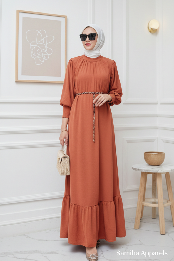 Ruffle Maxi Dress Honey – Elegant Flow