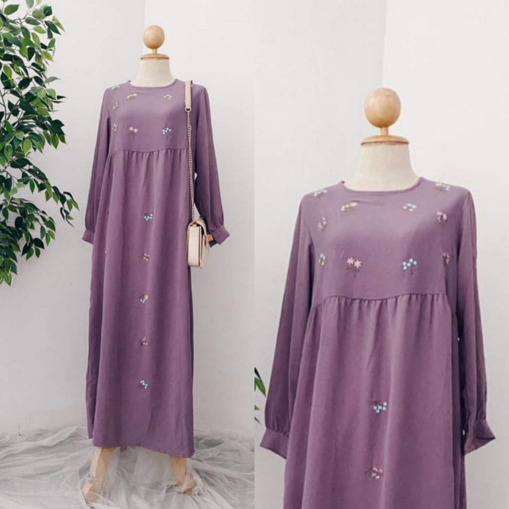 Doby Embroidery Maxi Dress
