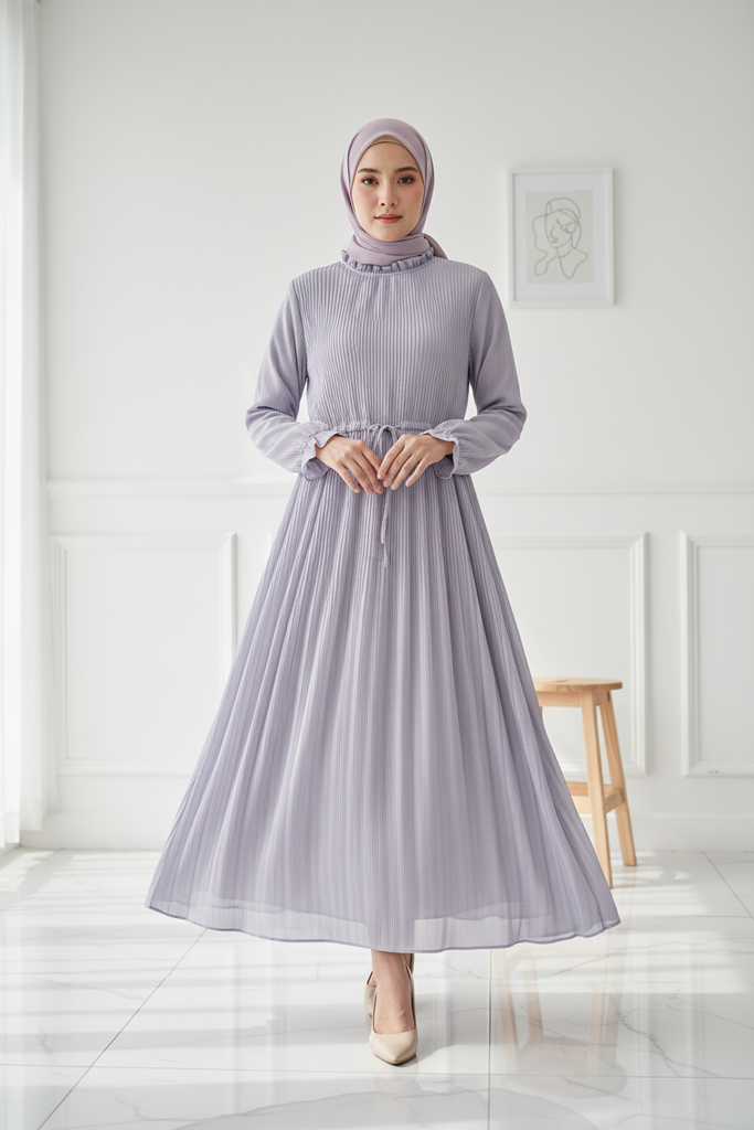 Korean Pleated Dress – Chiffon Elegance