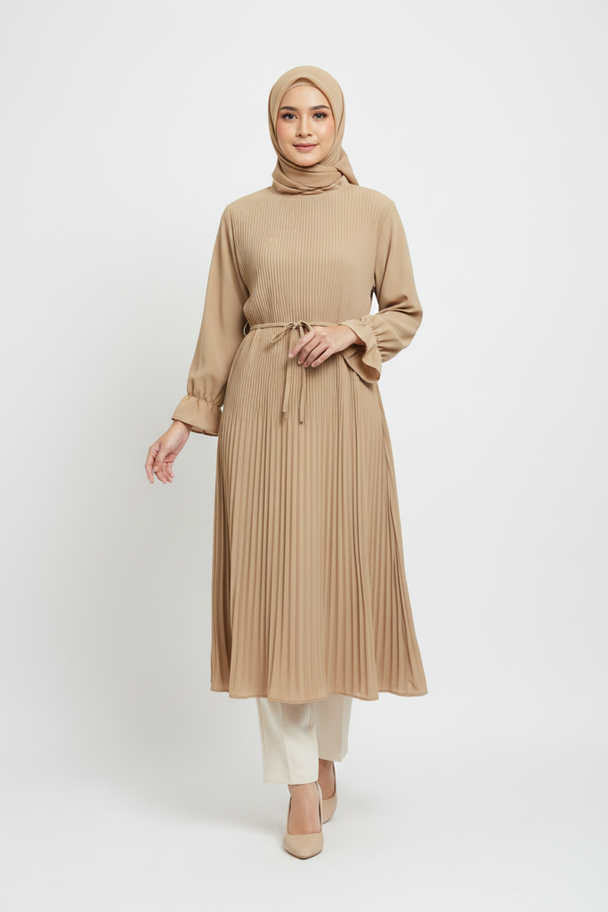 Korean Pleated Dress – Elegant Flar