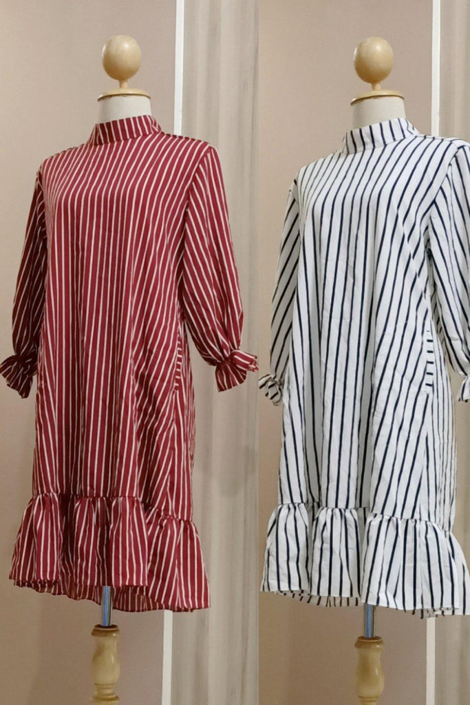 Stripe Ruffle dress - Liza - Samiha Apparels