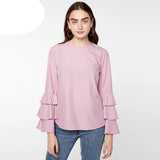 Long Flare Sleeve Flouncing Tops - Big Hearts