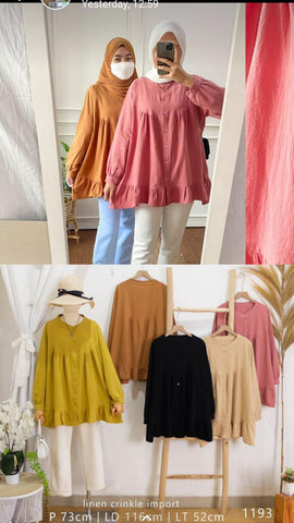 Linen U Ruffle Top's