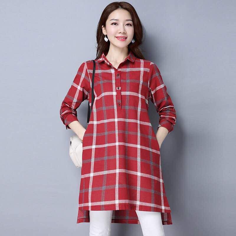 Korean checkered midi Dress - Samiha Apparels