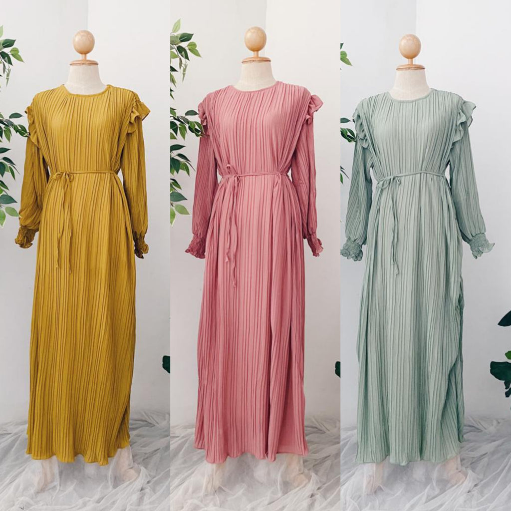 Pleated Maxi Dress -Saqina